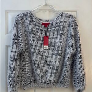 Jennifer Lopez Fuzzy Textured Crew Neck Sweater